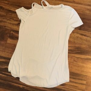 Free People Ribbed Tee with Shoulder Detail